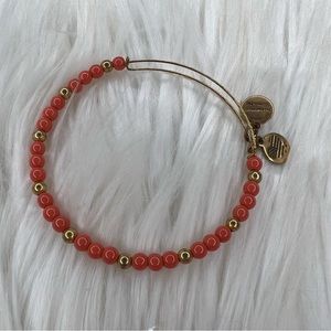 Alex and Ani Orange and Rafaelian Gold Beaded Bangle Bracelet